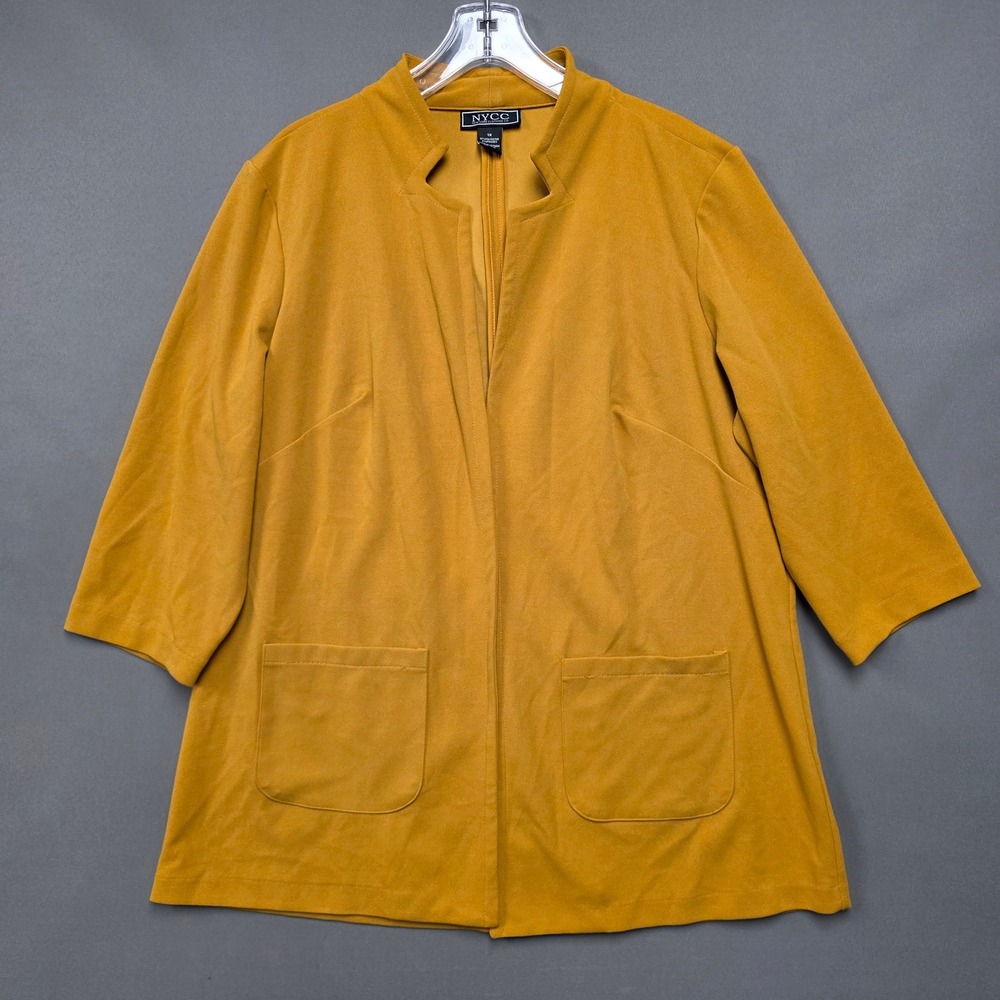 NYCC Blazer Women's Open Front 3/4 Sleeve Mustard Yellow 1X Cardigan Jacket
